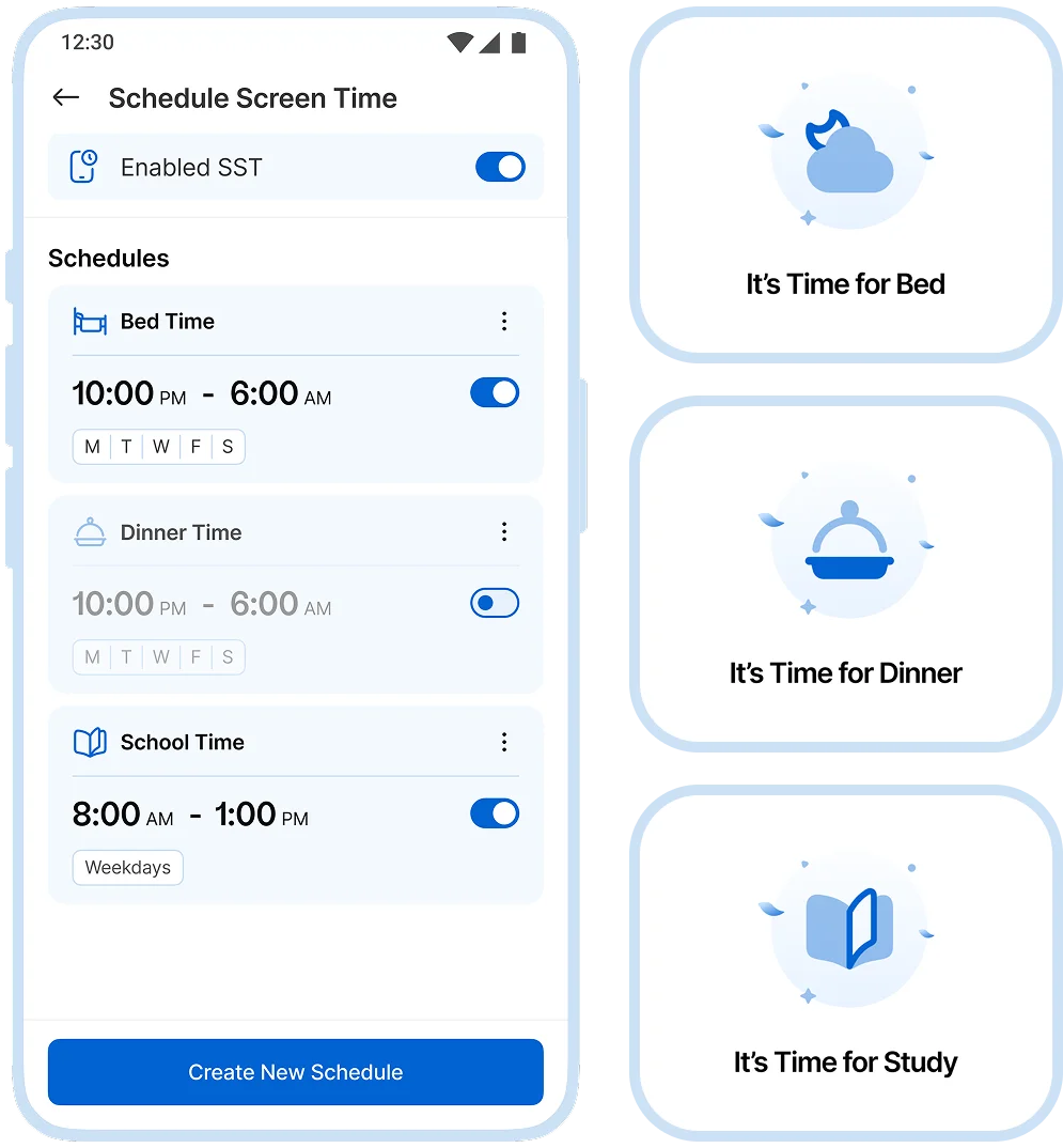 Screen time schedules